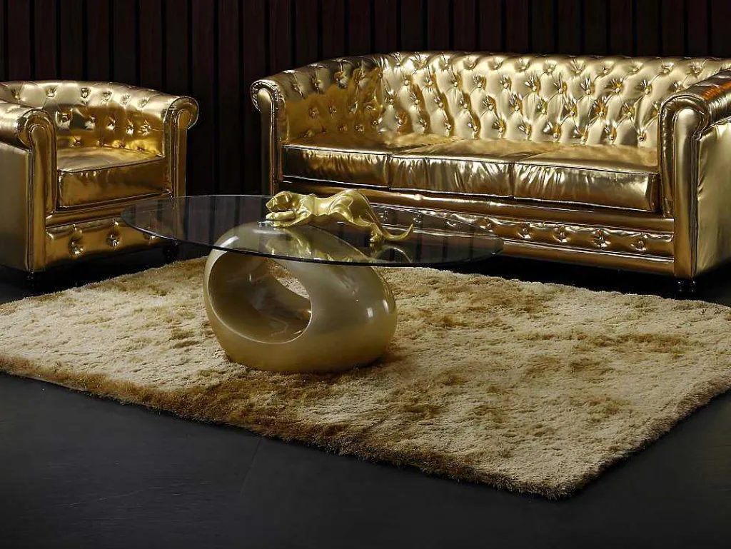 Shaggy Tapijt Glitter - 120 X 170 Cm - Goudkleurig-OZAIA New