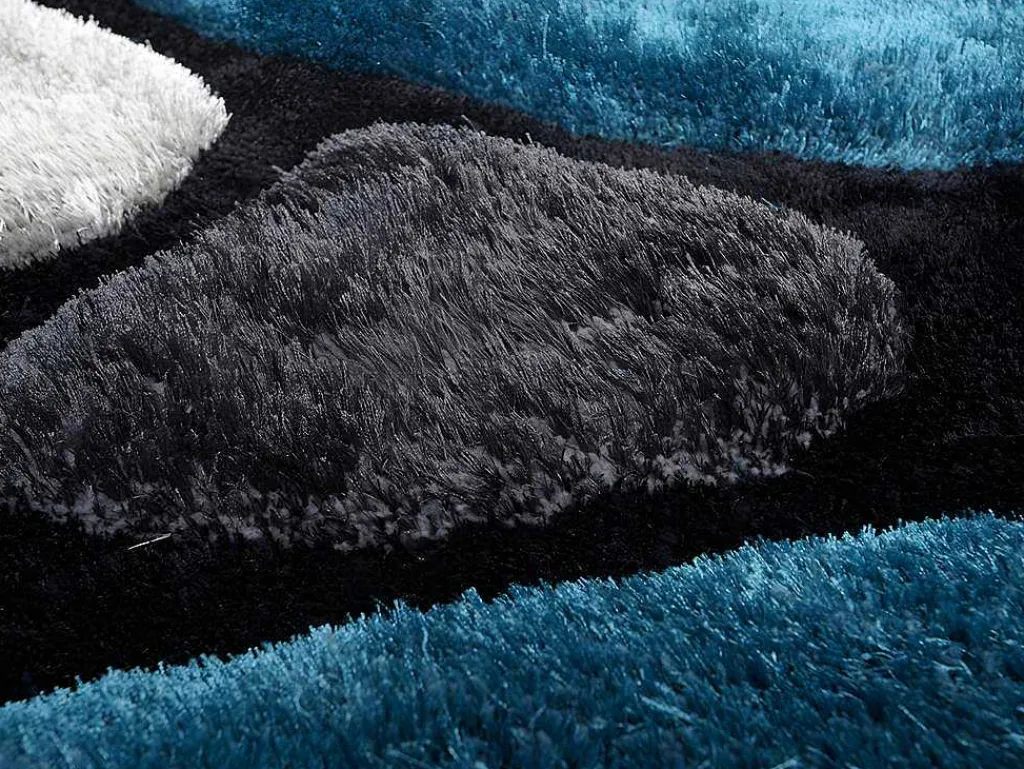Shaggy Tapijt Pietra Turquoise En Grijs - Polyester - 120 X 170 Cm-OZAIA