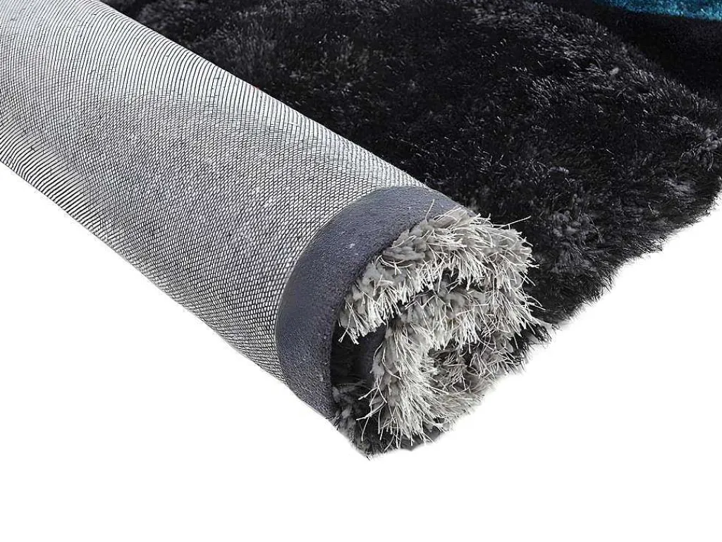 Shaggy Tapijt Pietra Turquoise En Grijs - Polyester - 120 X 170 Cm-OZAIA
