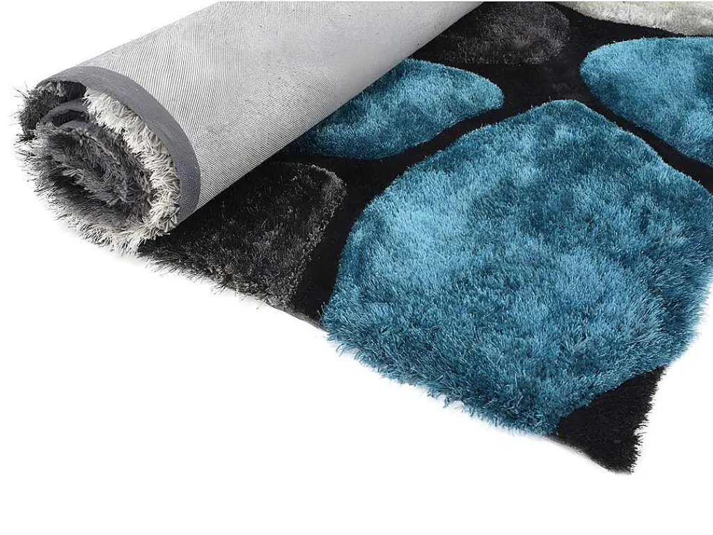 Shaggy Tapijt Pietra Turquoise En Grijs - Polyester - 140 X 200 Cm-OZAIA New