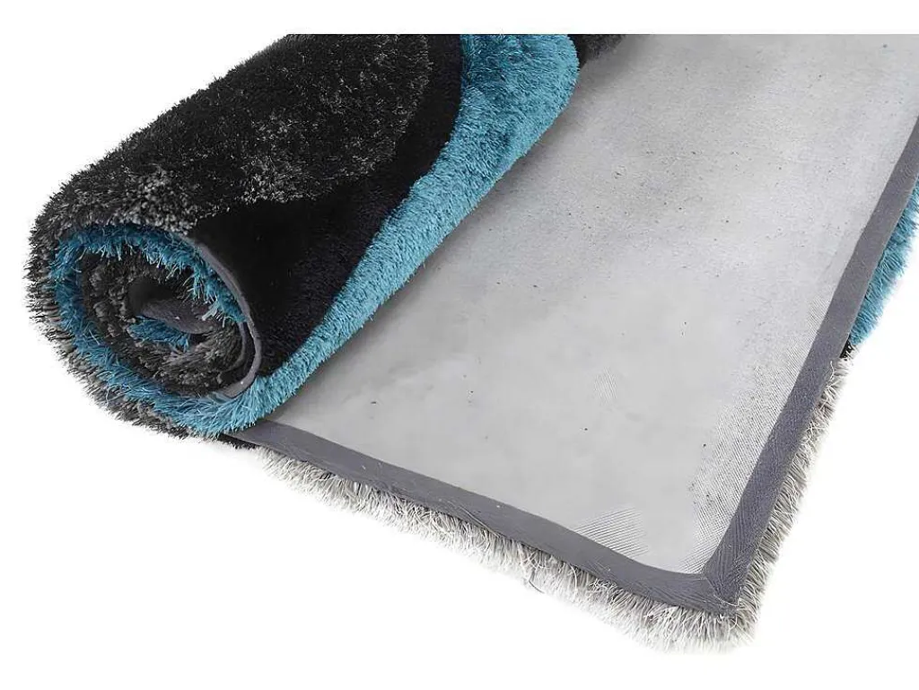 Shaggy Tapijt Pietra Turquoise En Grijs - Polyester - 140 X 200 Cm-OZAIA New
