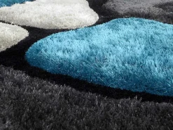 Shaggy Tapijt Pietra Turquoise En Grijs - Polyester - 140 X 200 Cm-OZAIA New