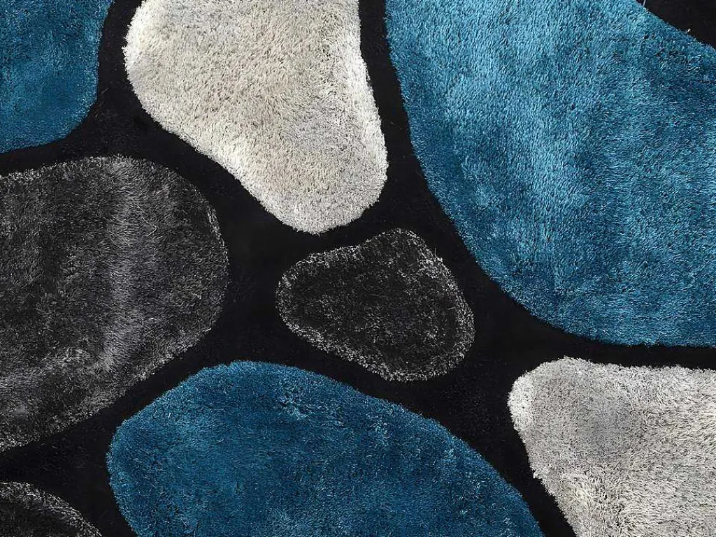 Shaggy Tapijt Pietra Turquoise En Grijs - Polyester - 140 X 200 Cm-OZAIA New