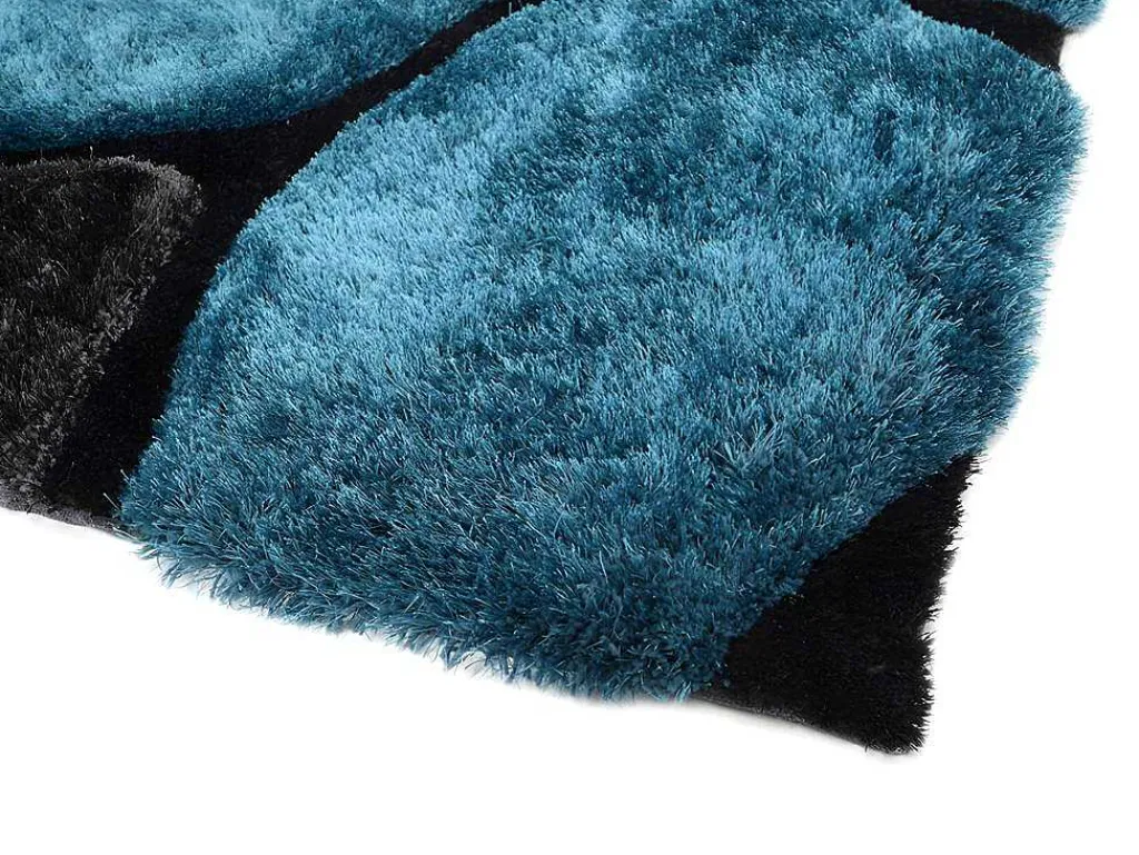 Shaggy Tapijt Pietra Turquoise En Grijs - Polyester - 140 X 200 Cm-OZAIA New