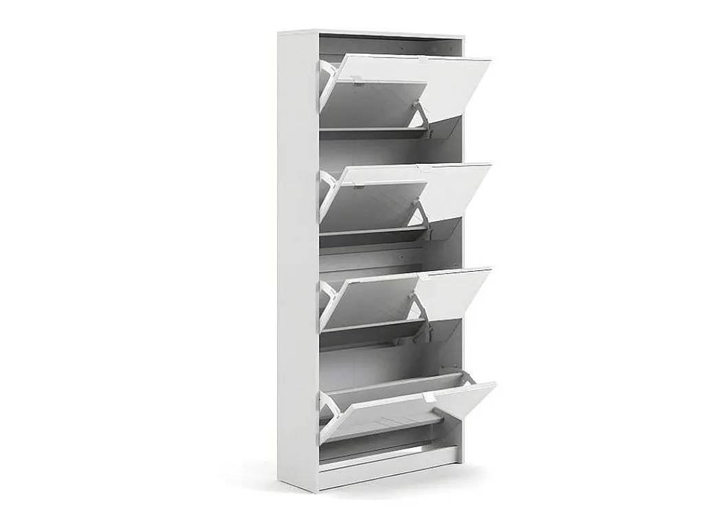 Shane Schoenenkast 4 Klapdeuren Met Spiegel 2R Wit.-Vente-unique Clearance