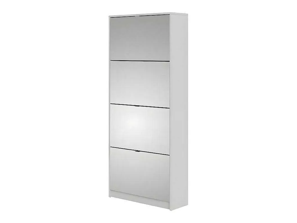 Shane Schoenenkast 4 Klapdeuren Met Spiegel 2R Wit.-Vente-unique Clearance