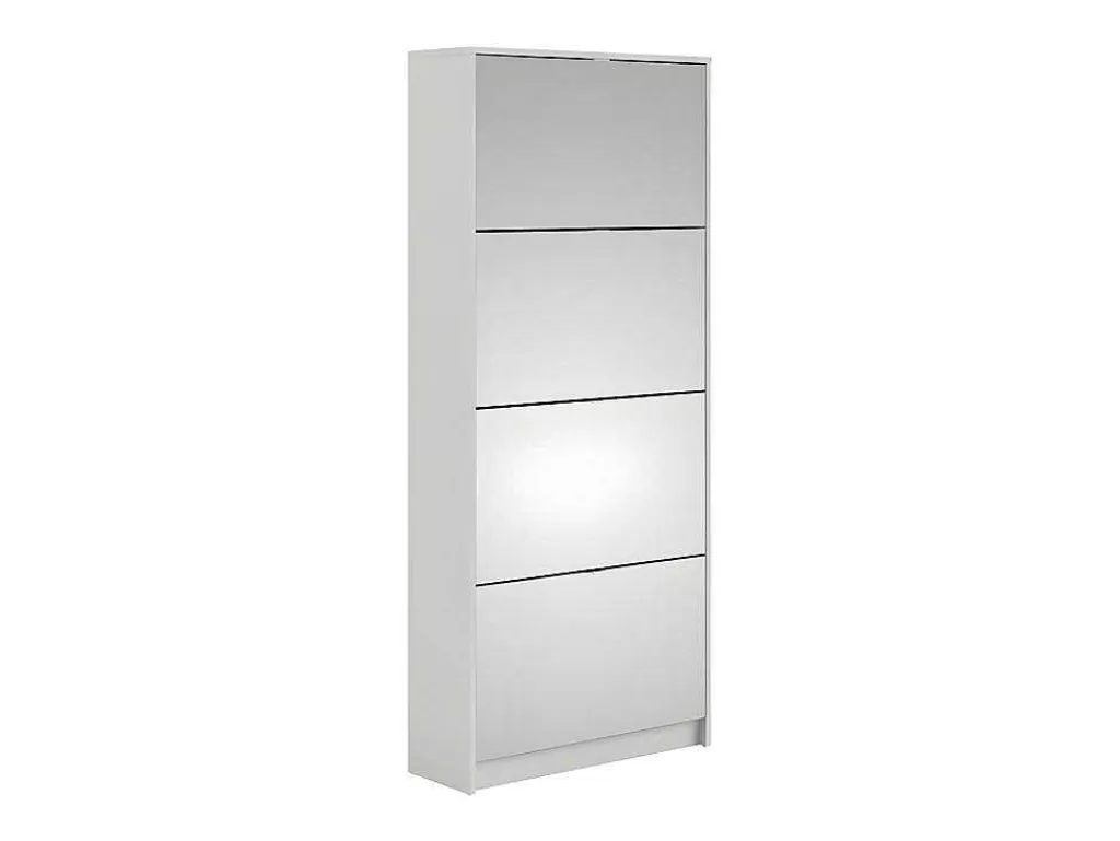 Shane Schoenenkast 4 Klapdeuren Met Spiegel 2R Wit.-Vente-unique Clearance
