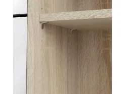 Shane Schoenenkast 3 Klapdeuren 2R, 1 Deur Eikenstructuur Decor, Wit Hoogglans.-Vente-unique Sale