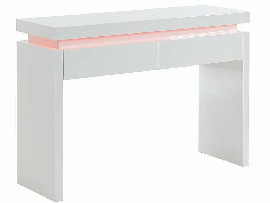 Sidetable Emerson - Met Led-Verlichting - 2 Lades - Wit Gelakt Mdf-Vente-unique Outlet