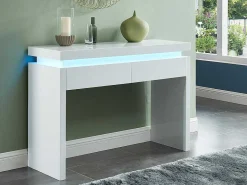Sidetable Emerson - Met Led-Verlichting - 2 Lades - Wit Gelakt Mdf-Vente-unique Outlet