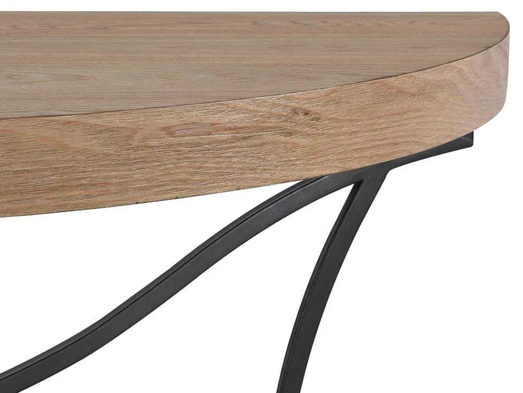 Sidetable In Mdf En Metaal - Houtlook En Zwart - Lolana-Vente-unique New