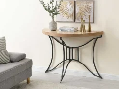 Sidetable In Mdf En Metaal - Houtlook En Zwart - Lolana-Vente-unique New