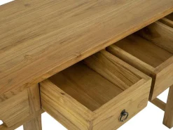 Sidetable Met 3 Lades In Teak - Kleur: Houtlook - Wekea-Vente-unique Discount