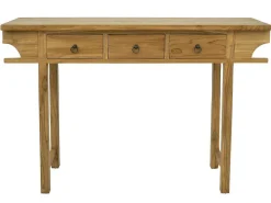 Sidetable Met 3 Lades In Teak - Kleur: Houtlook - Wekea-Vente-unique Discount