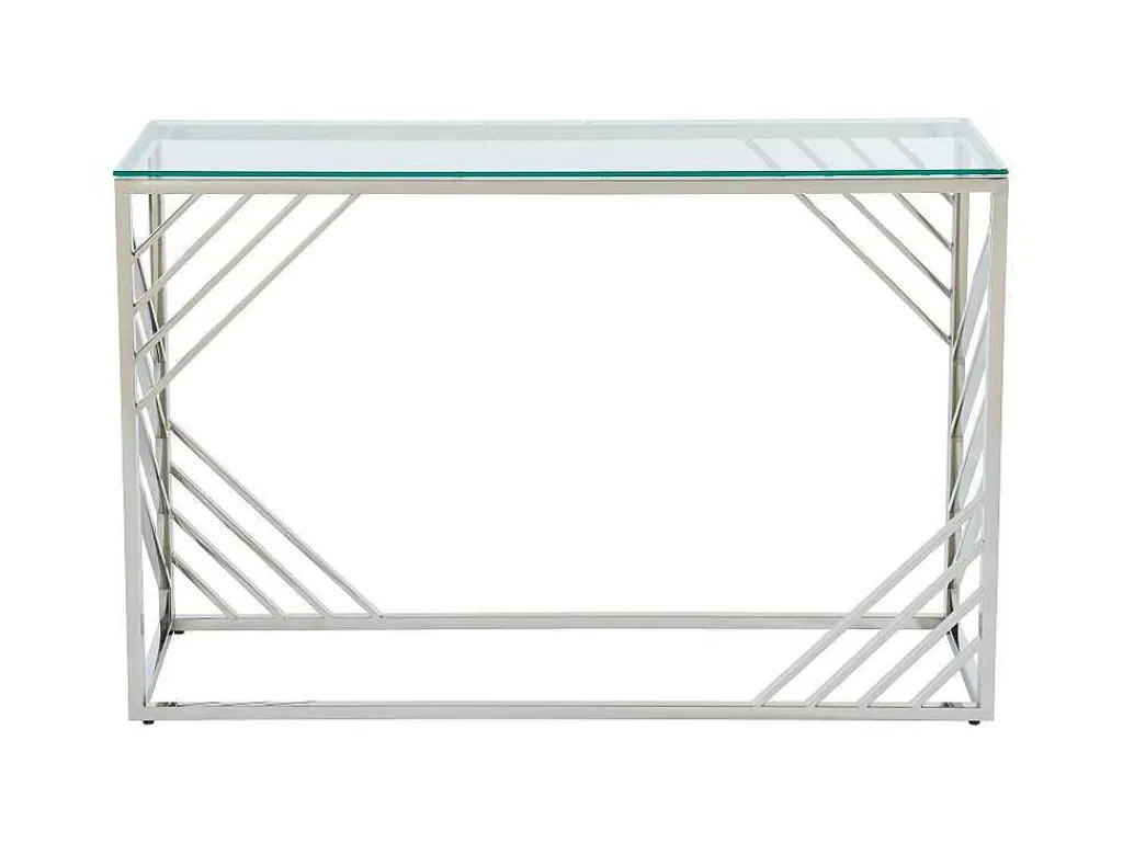 Sidetable Van Gehard Glas En Roestvrij Staal - Chroom - Simato - Van-PASCAL MORABITO Outlet