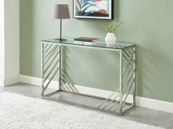Sidetable Van Gehard Glas En Roestvrij Staal - Chroom - Simato - Van-PASCAL MORABITO Outlet