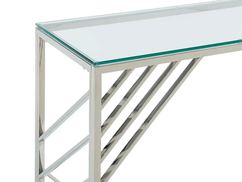Sidetable Van Gehard Glas En Roestvrij Staal - Chroom - Simato - Van-PASCAL MORABITO Outlet