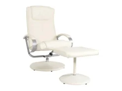 Siena Relaxfauteuil Met Kruk, Creme-Wit-Vente-unique Sale