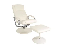 Siena Relaxfauteuil Met Kruk, Creme-Wit-Vente-unique Sale