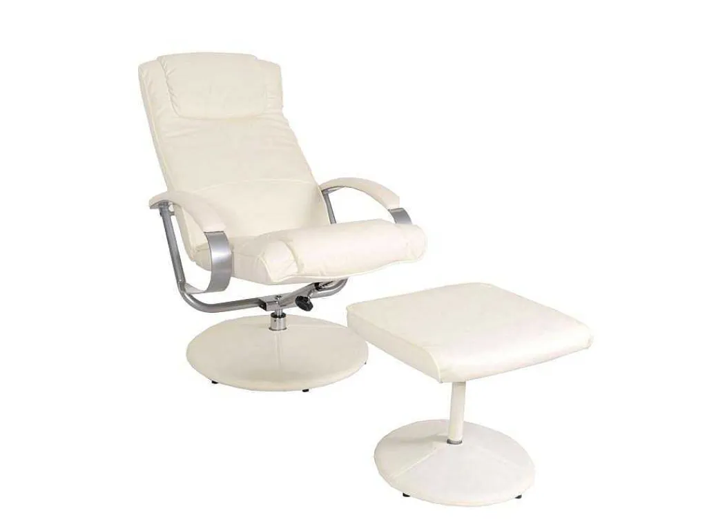 Siena Relaxfauteuil Met Kruk, Creme-Wit-Vente-unique Sale
