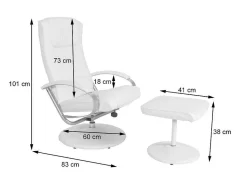 Siena Relaxfauteuil Met Kruk, Creme-Wit-Vente-unique Sale