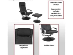 Siena Relaxfauteuil Met Kruk, Creme-Wit-Vente-unique Sale
