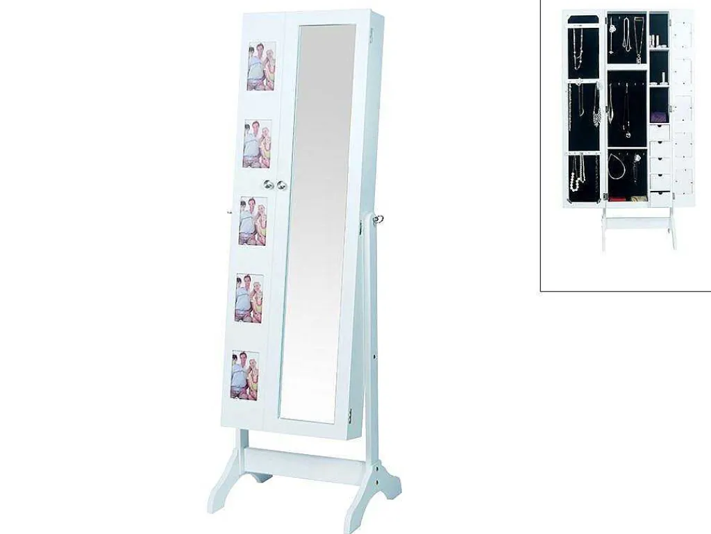 Sieradenkast Met Spiegel En Fotolijstjes Polina - H142 Cm-OZAIA Sale