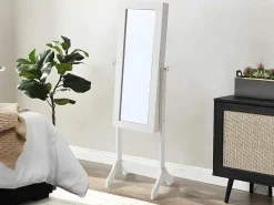 Sieradenkastje Met Spiegel Berenice - Mdf En Grenen - 120 X 39 X 30 Cm - Wit-OZAIA New
