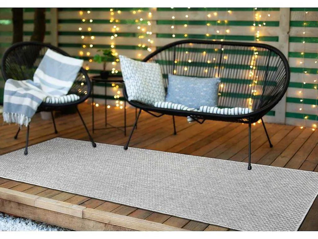 Sisal Tapijt, Loper Timo 6272 Buitenshuis Grijskleuring 60X300 Cm-RugsX Online