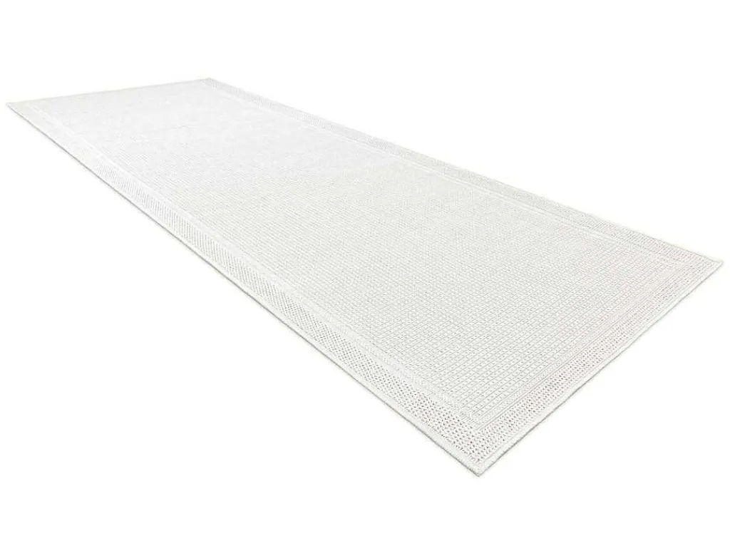 Sisal Tapijt, Loper Timo 5979 Buitenshuis Kader Wit 80X250 Cm-RugsX Discount