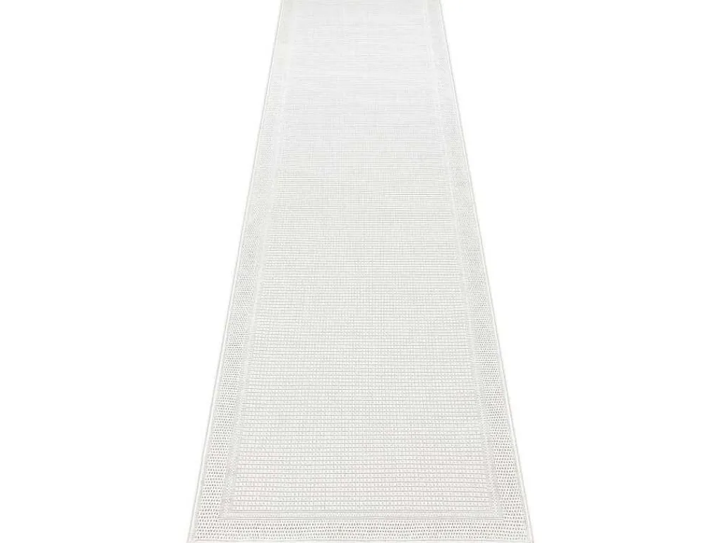 Sisal Tapijt, Loper Timo 5979 Buitenshuis Kader Wit 70X200 Cm-RugsX New