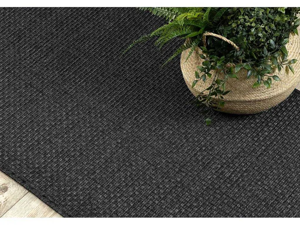 Sisal Tapijt, Loper Timo 0000 Buitenshuis Zwart 70X250 Cm-RugsX Discount