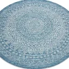 Sisal Tapijt Sisal Loft 21207 Rosette Rond Boho Ivoor/Zilver/Blauw Cercle 120 Cm-RugsX New