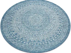 Sisal Tapijt Sisal Loft 21207 Rosette Rond Boho Ivoor/Zilver/Blauw Cercle 120 Cm-RugsX New