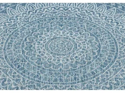 Sisal Tapijt Sisal Loft 21207 Rosette Rond Boho Ivoor/Zilver/Blauw Cercle 120 Cm-RugsX New
