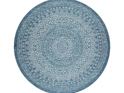 Sisal Tapijt Sisal Loft 21207 Rosette Rond Boho Ivoor/Zilver/Blauw Cercle 120 Cm-RugsX New