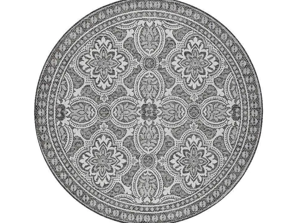 Sisal Tapijt Sisal Loft 21193 Rond Boho Ivoor/Zilver/Grijskleuring Cercle 120 Cm-RugsX Sale