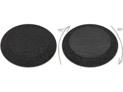 Sisal Tapijt Timo 5000 Cirkel Buitenshuis Kader Zwart Cercle 120 Cm-RugsX New