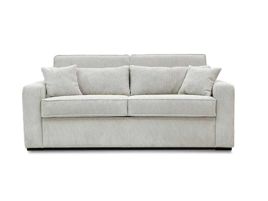 Slaapbank 4 Zitplaatsen Met Stoffen Bekleding In Cremewit Snel Ombouwbaar Matrasbreedte: 160 Cm Matrasdikte: 14 Cm Mondovi-Vente-unique Best