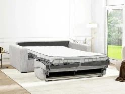 Slaapbank 4 Zitplaatsen Met Stoffen Bekleding In Cremewit Snel Ombouwbaar Matrasbreedte: 160 Cm Matrasdikte: 14 Cm Mondovi-Vente-unique Best