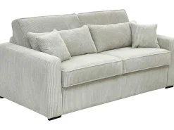 Slaapbank 4 Zitplaatsen Met Stoffen Bekleding In Cremewit Snel Ombouwbaar Matrasbreedte: 160 Cm Matrasdikte: 18 Cm Mondovi-Vente-unique