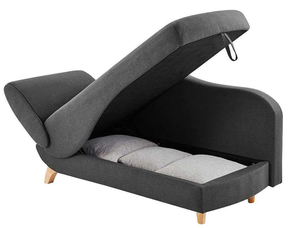 Slaapbank Van Antraciete Stof Met Opbergruimte - Hoek Rechts - Penelope-Vente-unique Outlet