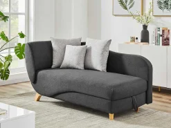 Slaapbank Van Antraciete Stof Met Opbergruimte - Hoek Rechts - Penelope-Vente-unique Outlet