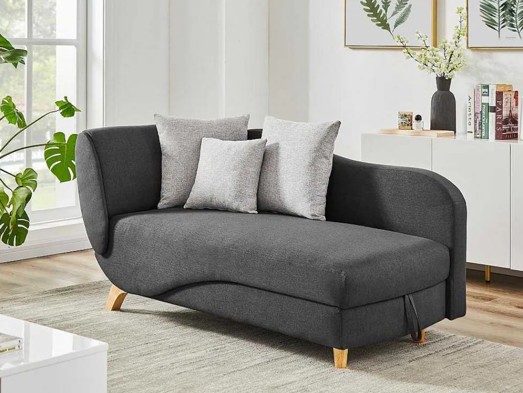 Slaapbank Van Antraciete Stof Met Opbergruimte - Hoek Rechts - Penelope-Vente-unique Outlet