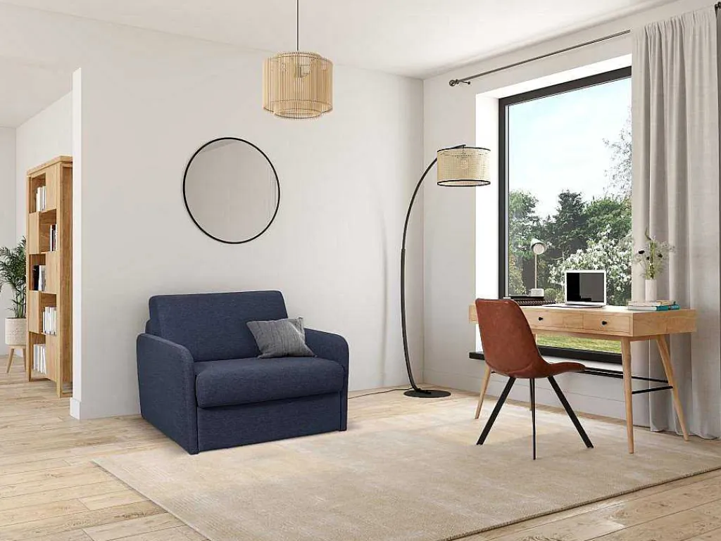 Slaapfauteuil Met Matras Van Stof Nadoa - Slaapafmeting 70 Cm - Blauw-Vente-unique Clearance