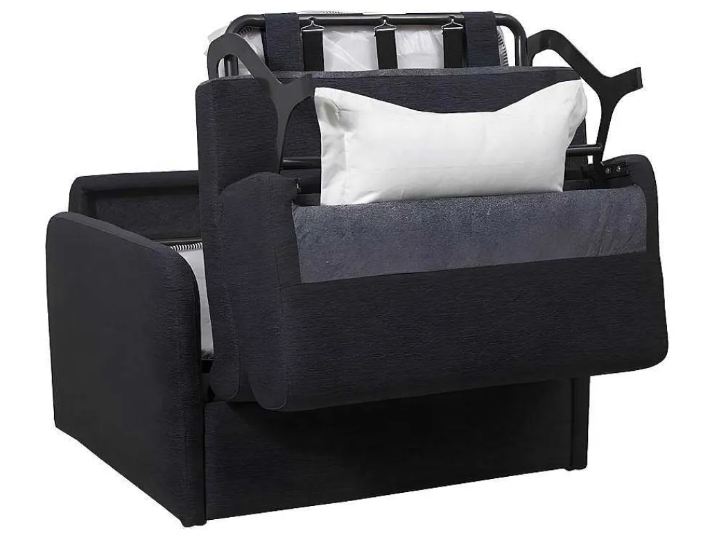 Slaapfauteuil Met Matras Van Stof Nadoa - Slaapafmeting 100 Cm - Donkergrijs-Vente-unique Clearance