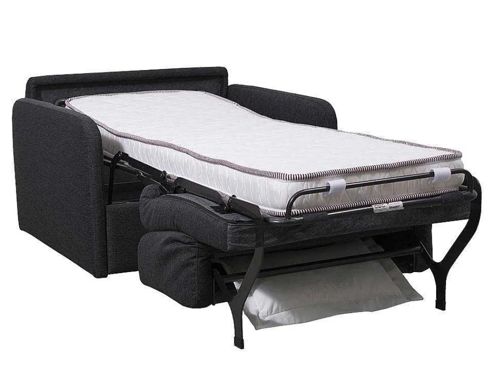 Slaapfauteuil Met Matras Van Stof Nadoa - Slaapafmeting 100 Cm - Donkergrijs-Vente-unique Clearance