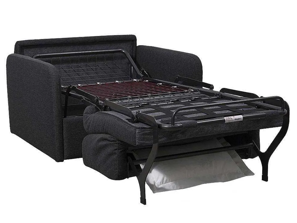 Slaapfauteuil Met Matras Van Stof Nadoa - Slaapafmeting 100 Cm - Donkergrijs-Vente-unique Clearance