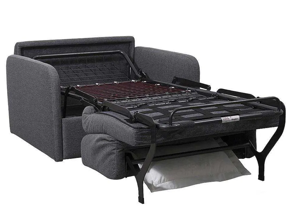 Slaapfauteuil Met Matras Van Stof Nadoa - Slaapafmeting 70 Cm - Antraciet-Vente-unique