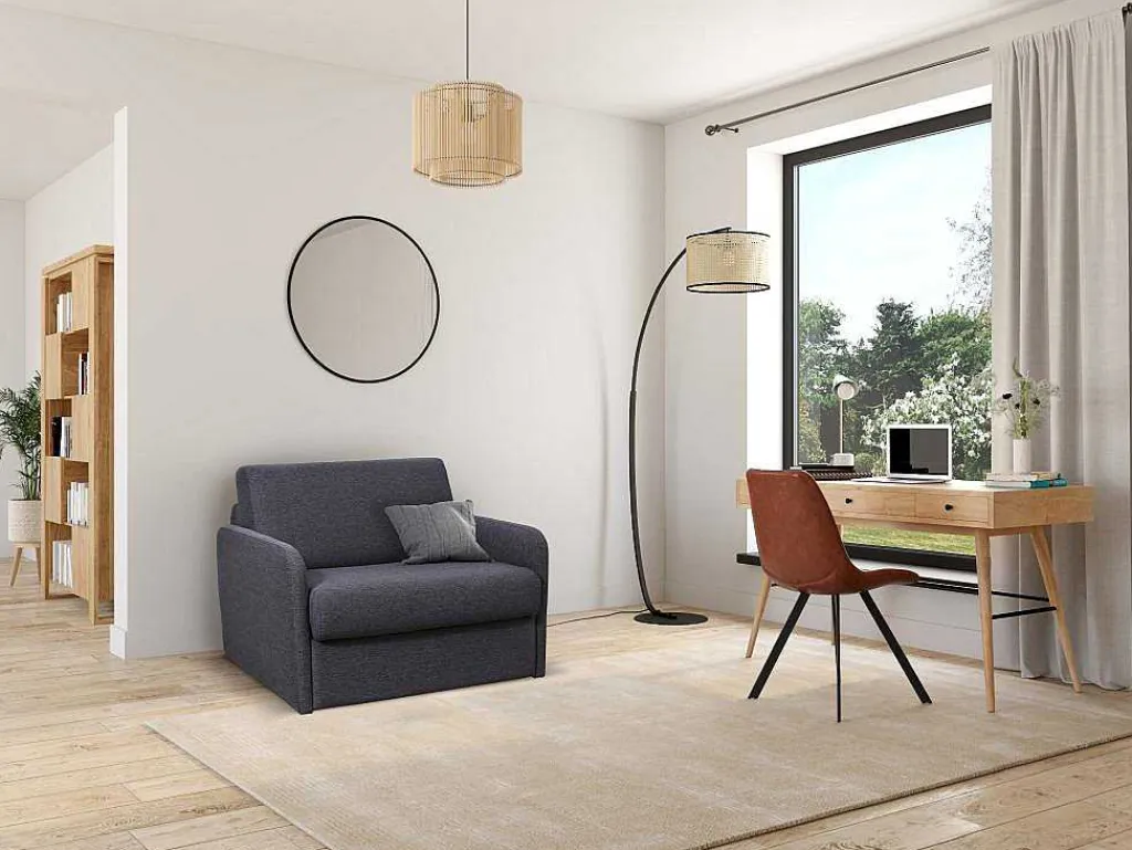 Slaapfauteuil Met Matras Van Stof Nadoa - Slaapafmeting 70 Cm - Antraciet-Vente-unique